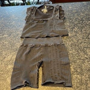 Free People Movement top & shorts BNWOT in washed black size M/L super cute set